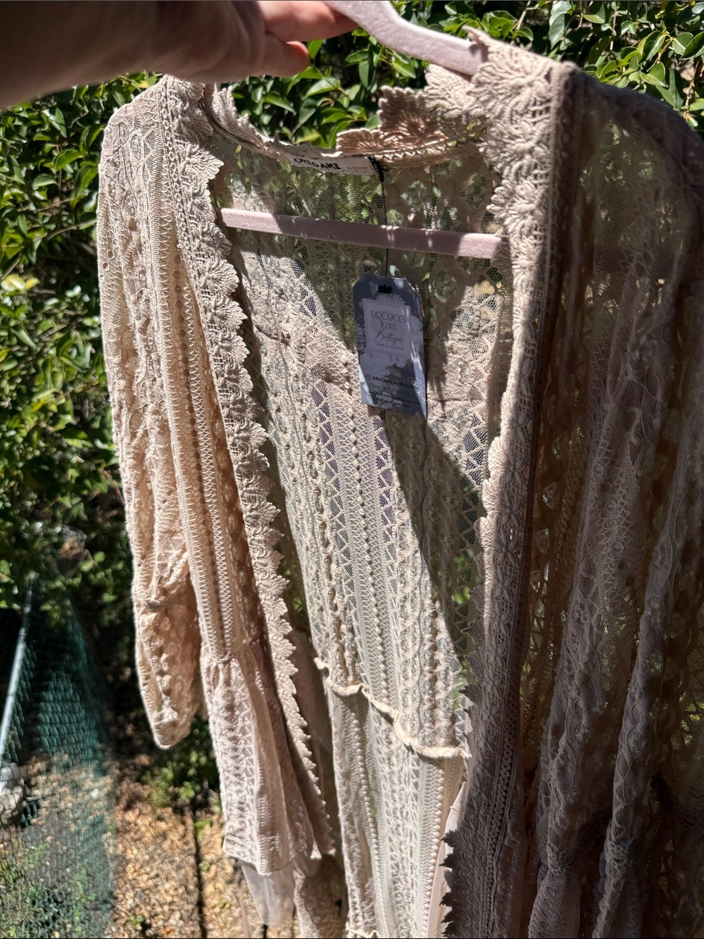 NWT Origami kimono Lace cardigan beige nude waterfall Front- layered‎ tiers XXL - Picture 12 of 16